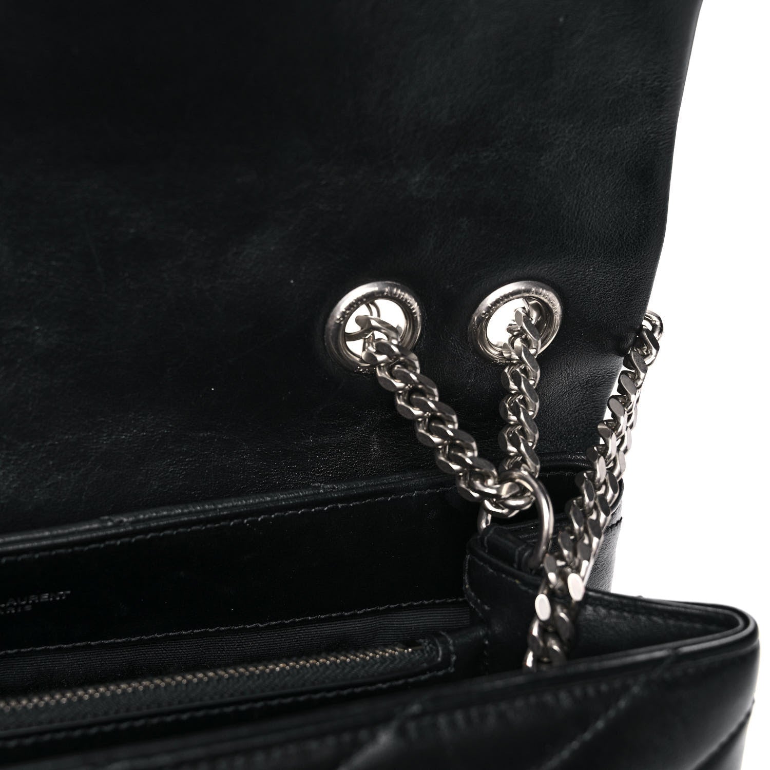 Saint Laurent Calfskin Y Quilted Monogram Medium Loulou Chain Satchel Black 14 of 16