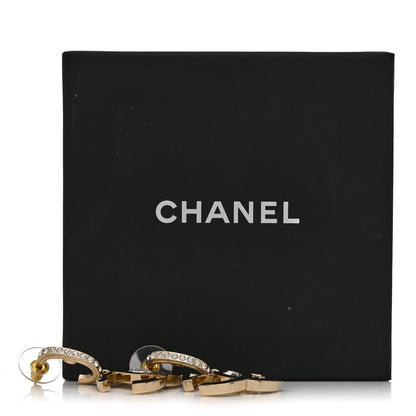 Chanel Crystal CC Drop Earrings Gold 5 of 5