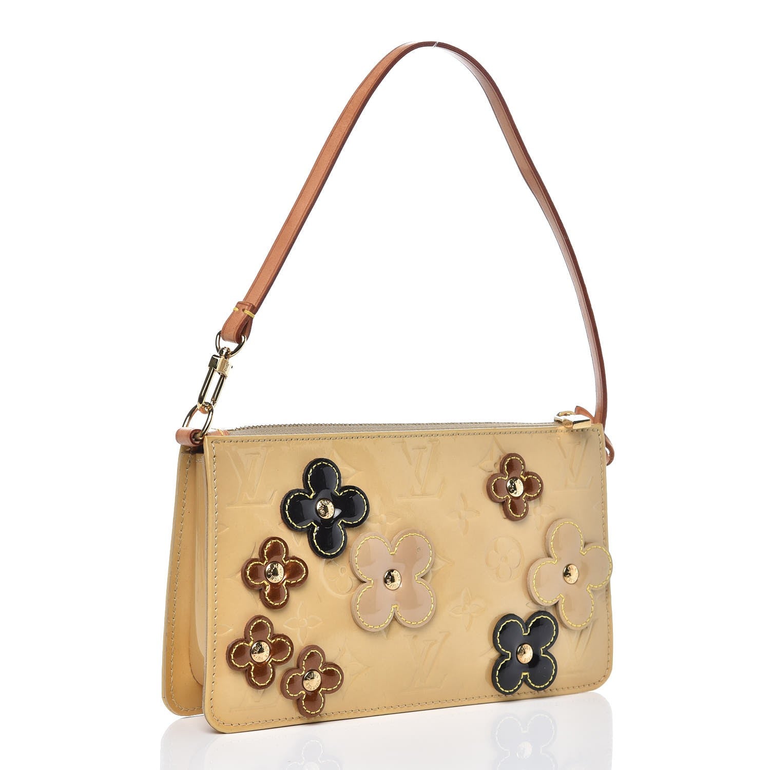 Louis Vuitton Vernis Lexington Fleurs Pochette Beige 3 of 9