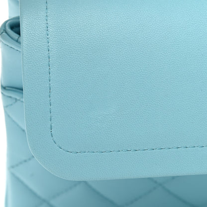 Chanel Lambskin Quilted Medium Double Flap Neon Blue 9 of 11