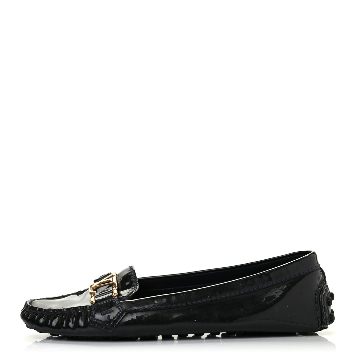 Patent Calfskin Oxford Loafers 37.5 Black