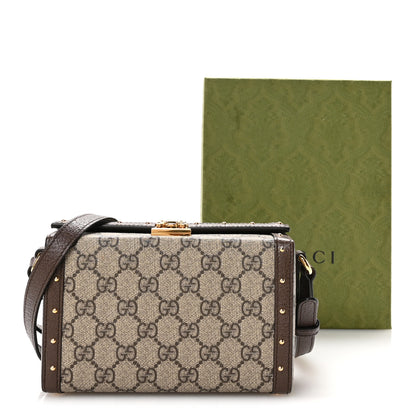 Gucci GG Supreme Monogram Textured Dollar Calfskin Mini Trunk Shoulder Bag Beige Ebony New Acero 11 of 11