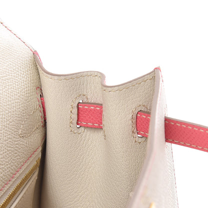Hermes Epsom Bi-Color Horseshoe Kelly Sellier 25 Craie Rose Azalee 18 of 36