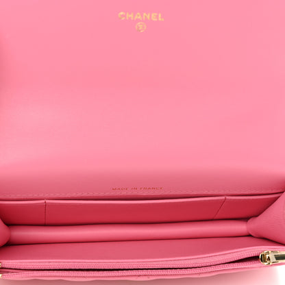 Chanel Lambskin Quilted Flap Phone Holder With Chain Pink 5 of 12