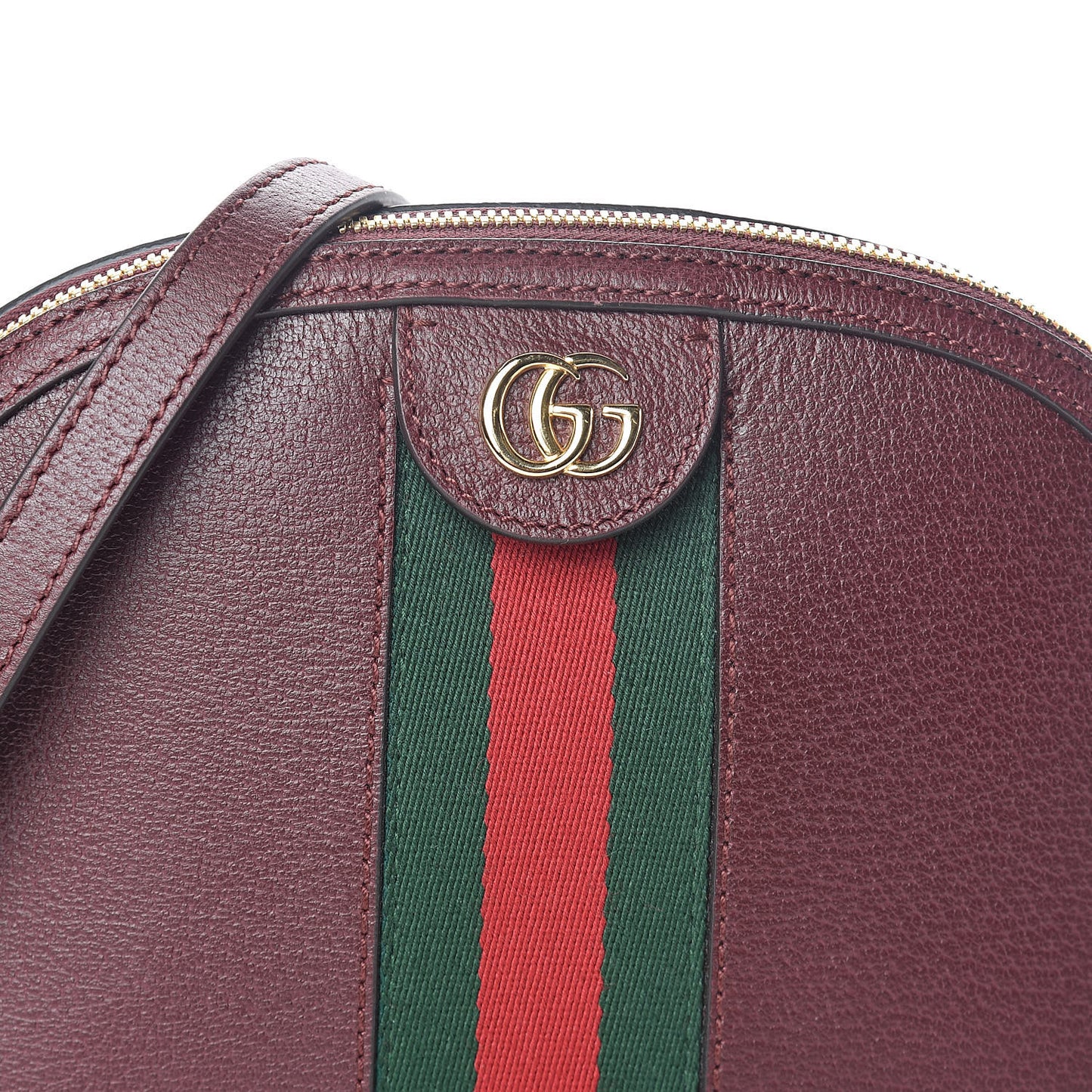 Textured Calfskin Web Small Ophidia Dome Shoulder Bag Vintage Bordeaux