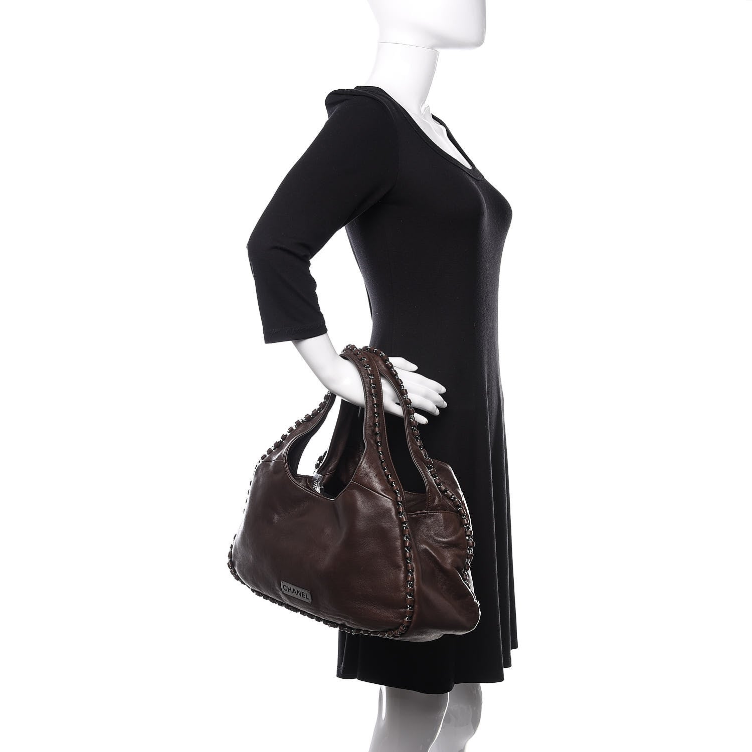 Chanel Calfskin Chain Hobo Brown 2 of 11