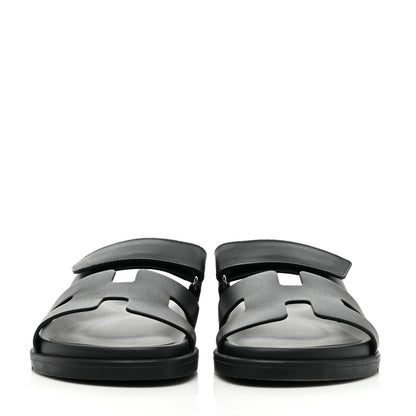 Hermes Calfskin Womens Chypre Sandals 39 Black 2 of 8