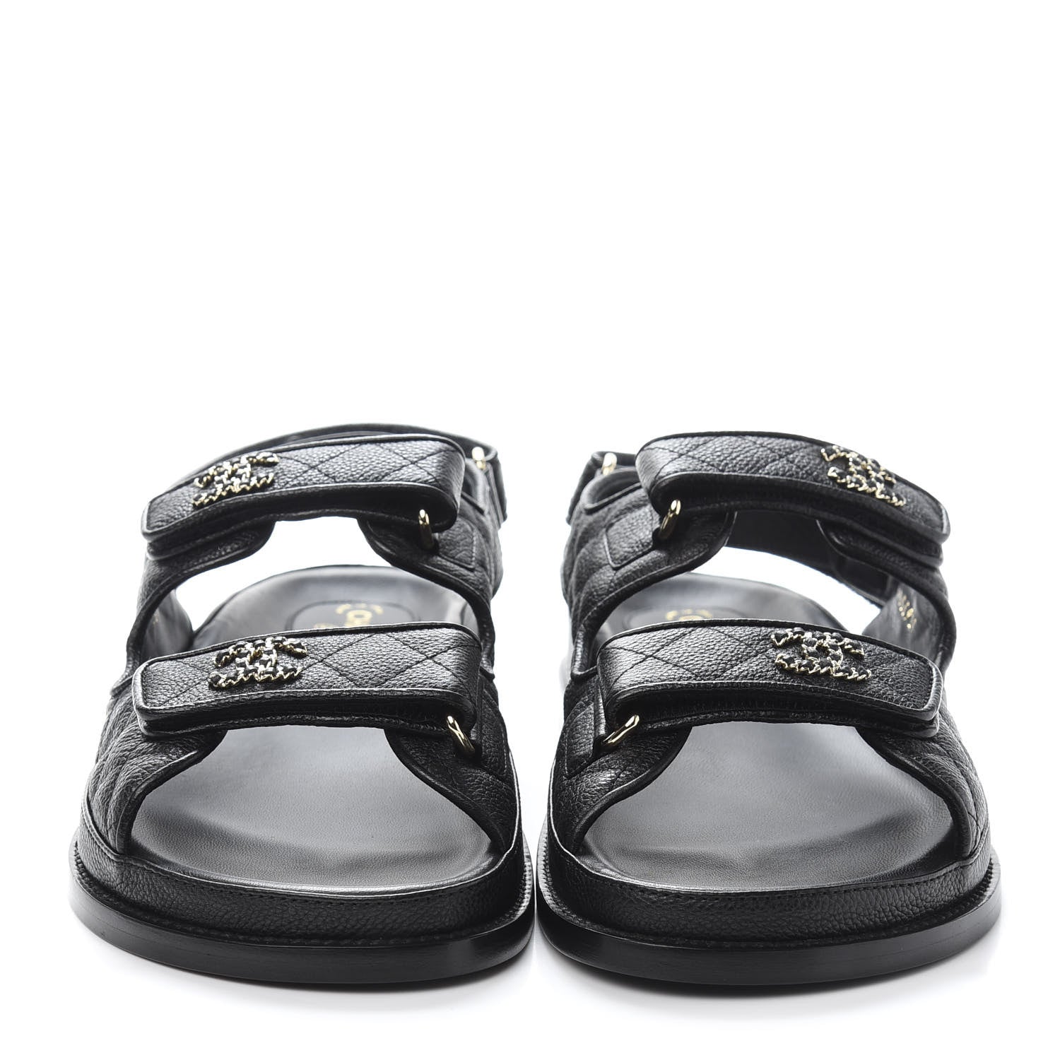 Chanel Grained Calfskin Velcro Dad Sandals 41 Black 2 of 9