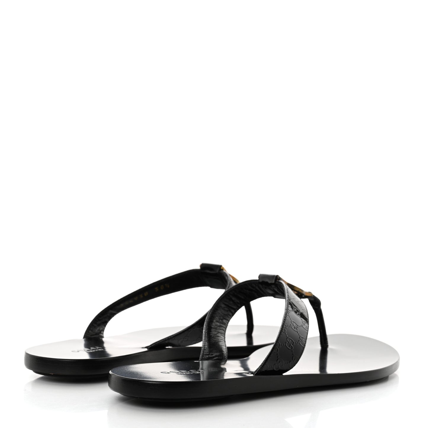 Patent Guccissima Thong Sandals 38.5 Black