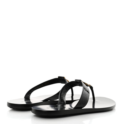 Gucci Patent Guccissima Thong Sandals 38.5 Black 4 of 9