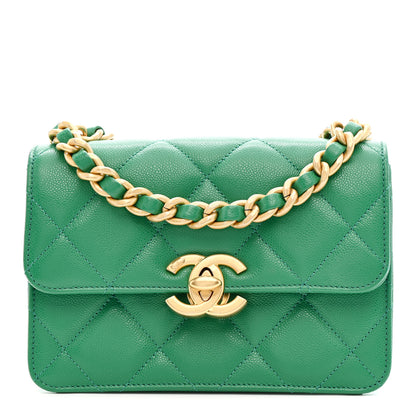 Chanel Caviar Quilted Mini CC Flap Green 1 of 11