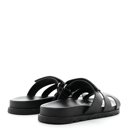 Hermes Calfskin Womens Chypre Sandals 38.5 Black 4 of 9