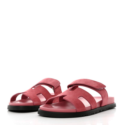 Hermes Suede Goatskin Womens Chypre Sandals 38 Rose Aphrodite 3 of 9