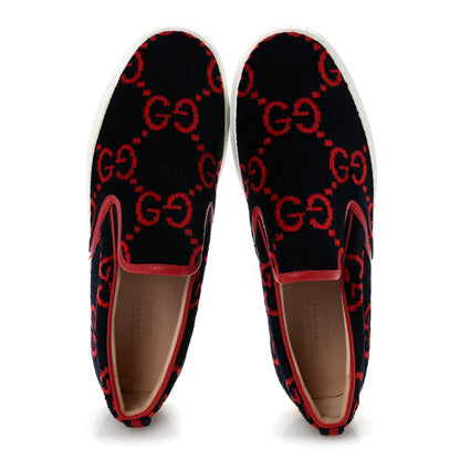Gucci Terry Cloth Miro Soft Calfskin GG Monogram Mens Dublin Slip On Sneakers 9 Blue Hibiscus Red 2 of 8