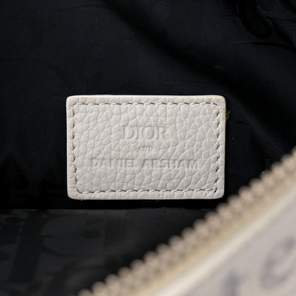 Christian Dior X DANIEL ARSHAM Grained Calfskin Newspaper Print Saddle Bag White 6 of 19