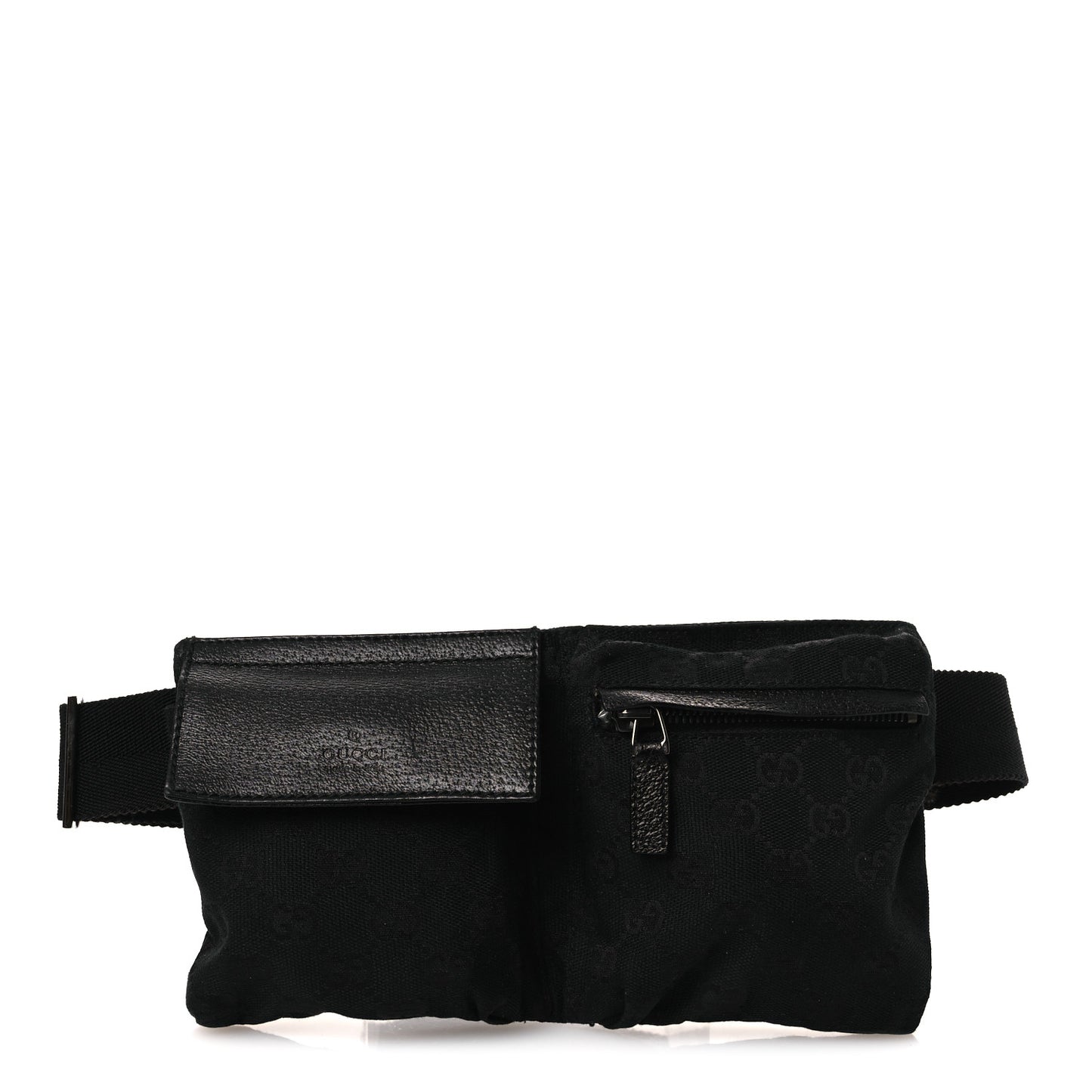 GG Monogram Double Pocket Belt Bag Black