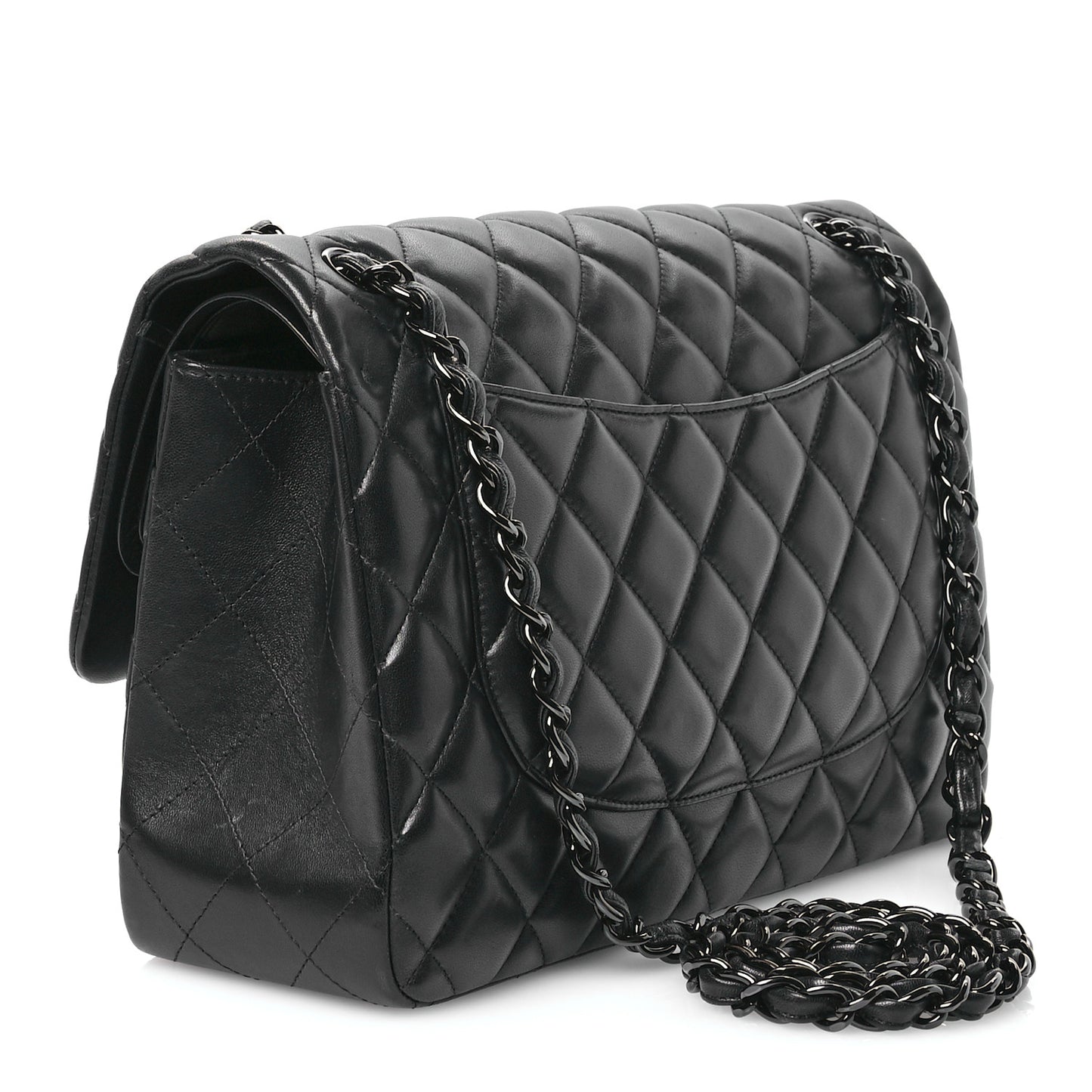 Lambskin Quilted Jumbo Double Flap So Black