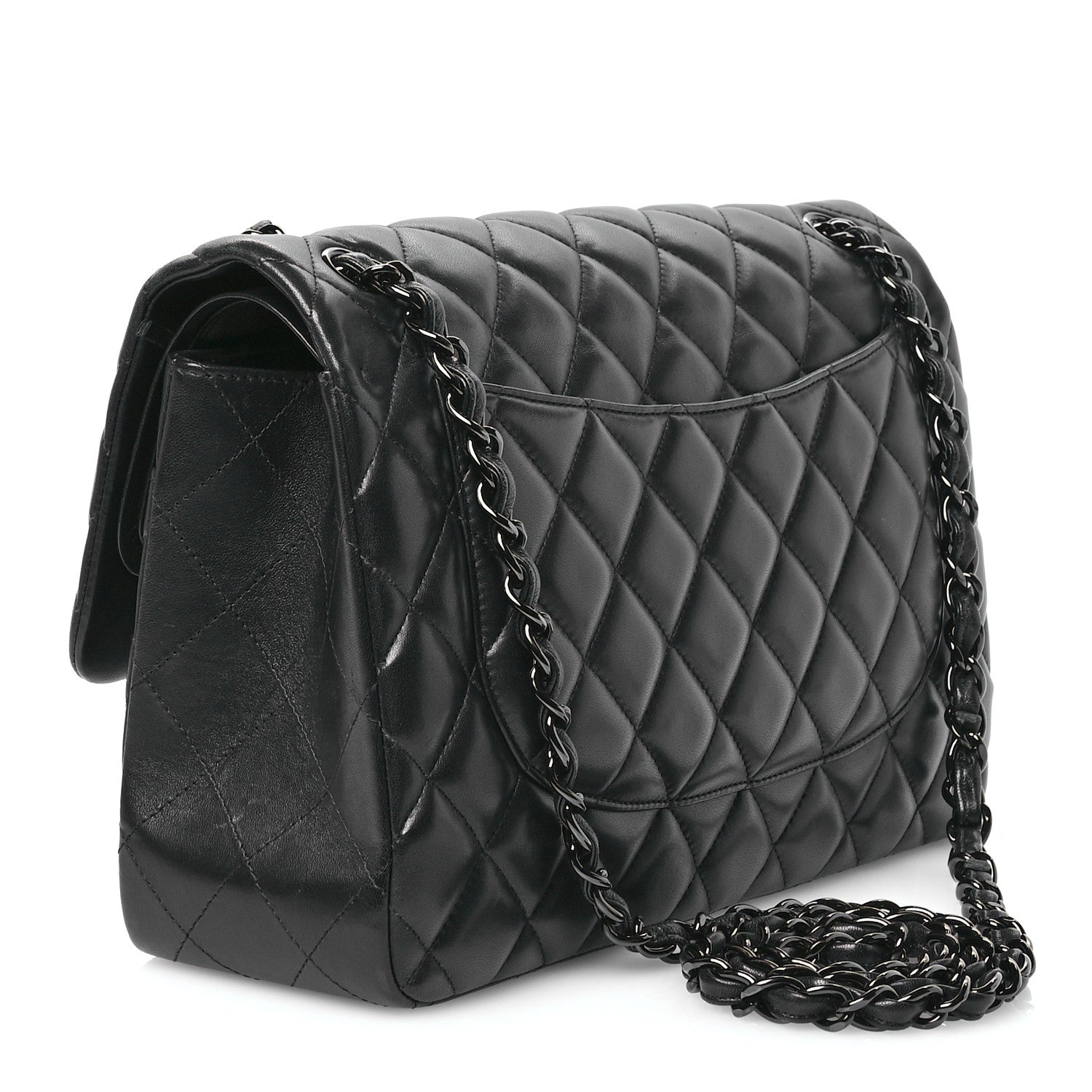 Chanel Lambskin Quilted Jumbo Double Flap So Black 3 of 10