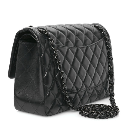 Chanel Lambskin Quilted Jumbo Double Flap So Black 3 of 10