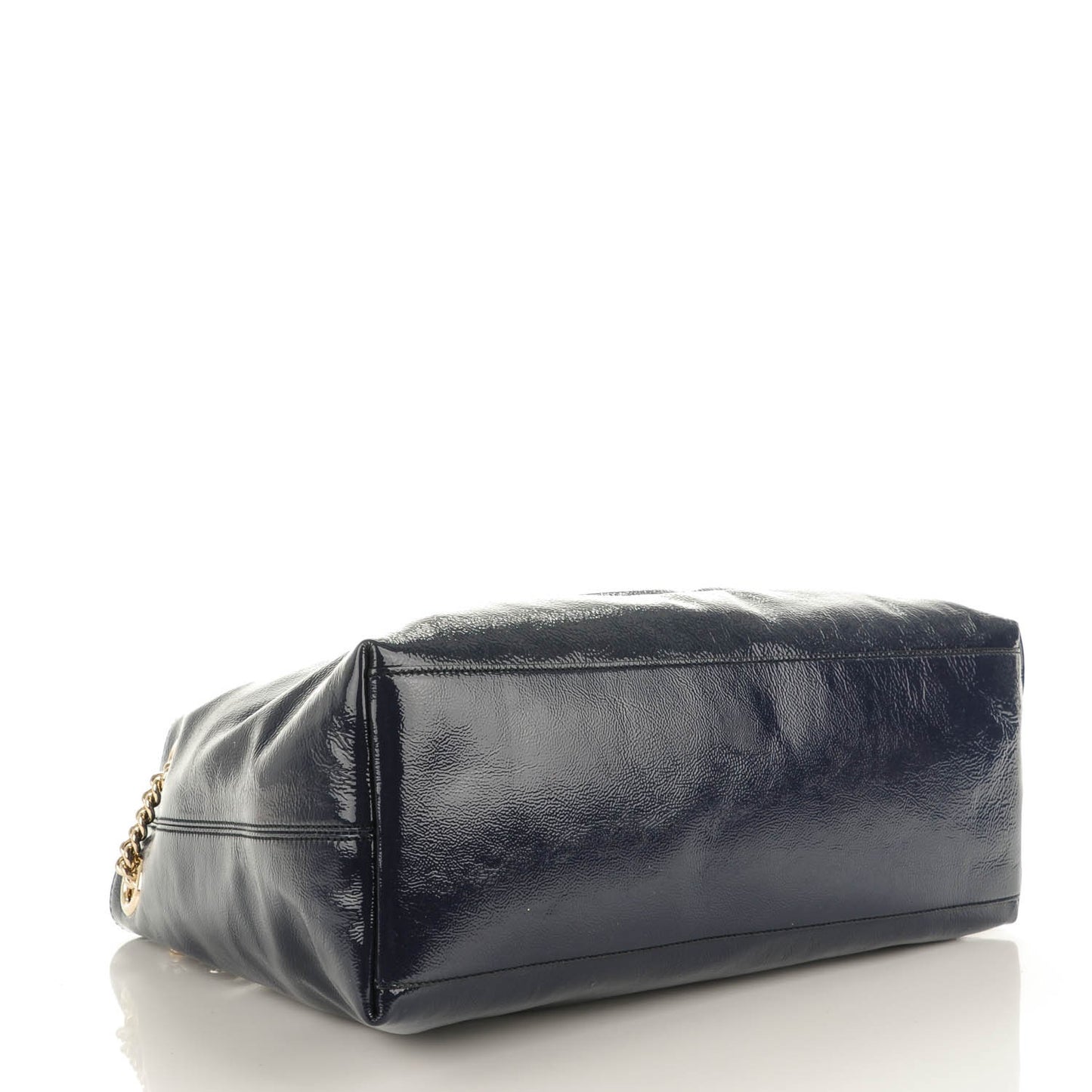 Patent Medium Soho Chain Shoulder Bag Uniform Blue