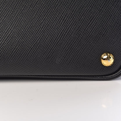 Prada Saffiano Cuir Large Double Bag Black Fuoco 12 of 15
