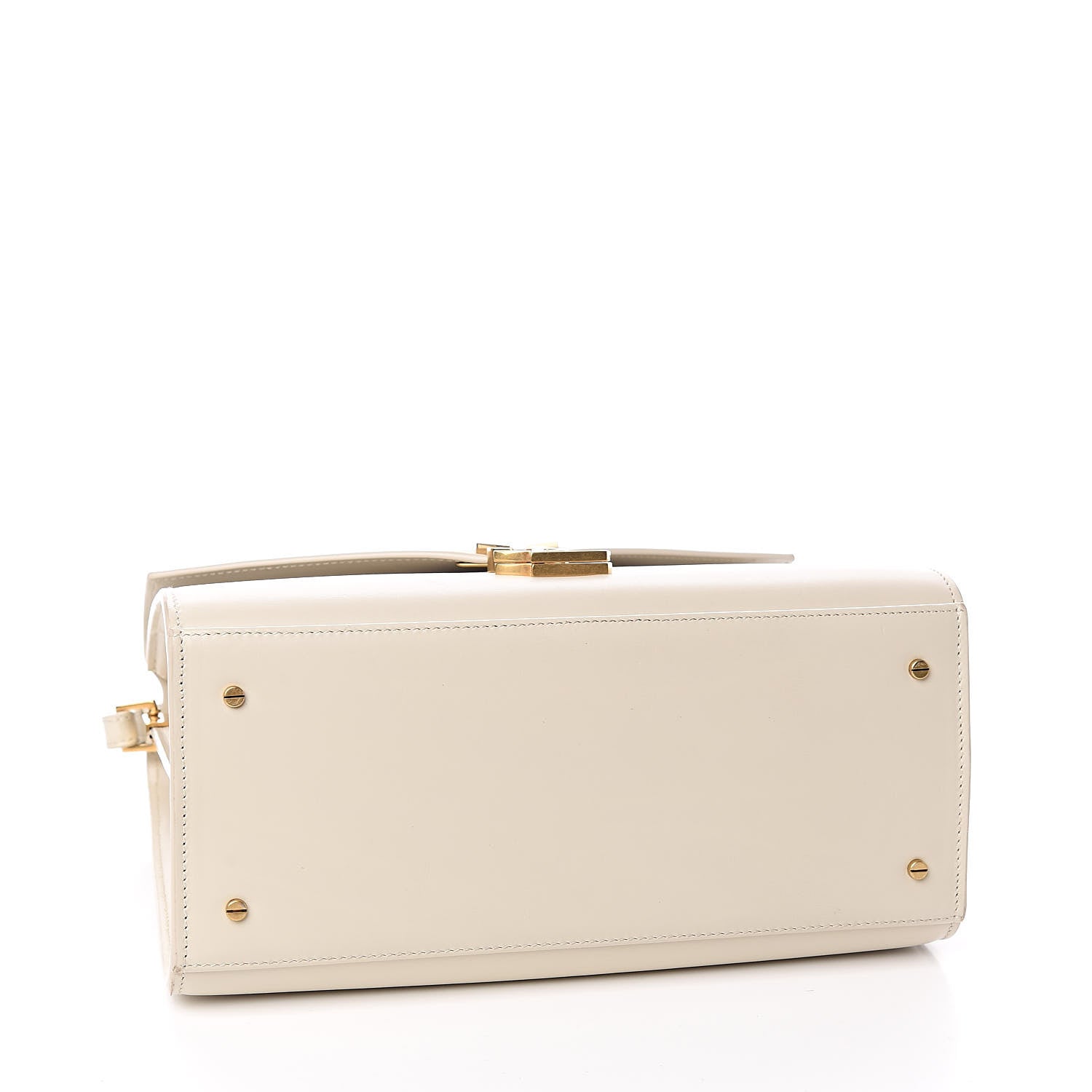 Saint Laurent Smooth Calfskin Medium Classic Monogram Cassandra Top Handle Crema Soft Rouge Legion 4 of 11