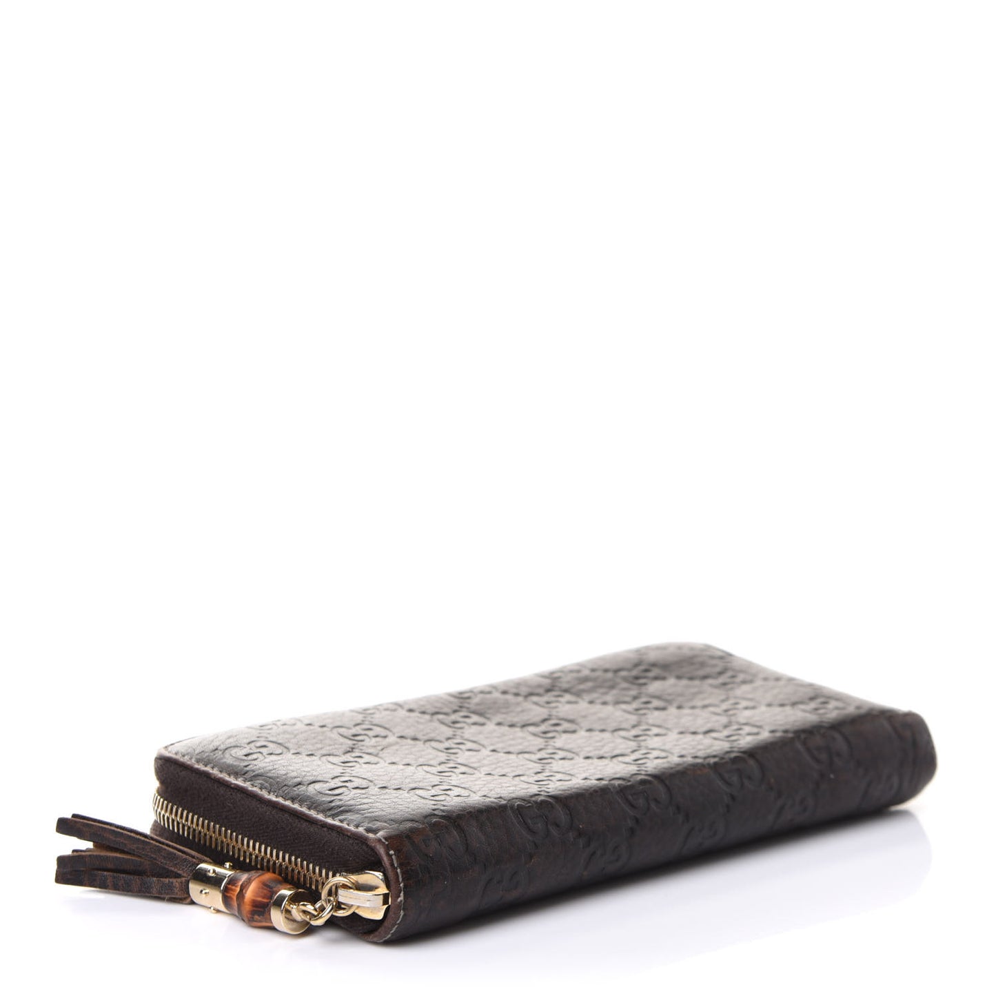 Guccissima Bamboo Tassel Zip Around Wallet Brown