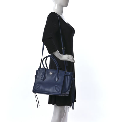 Prada City Calfskin Twin Pocket Tote Bluette 2 of 15
