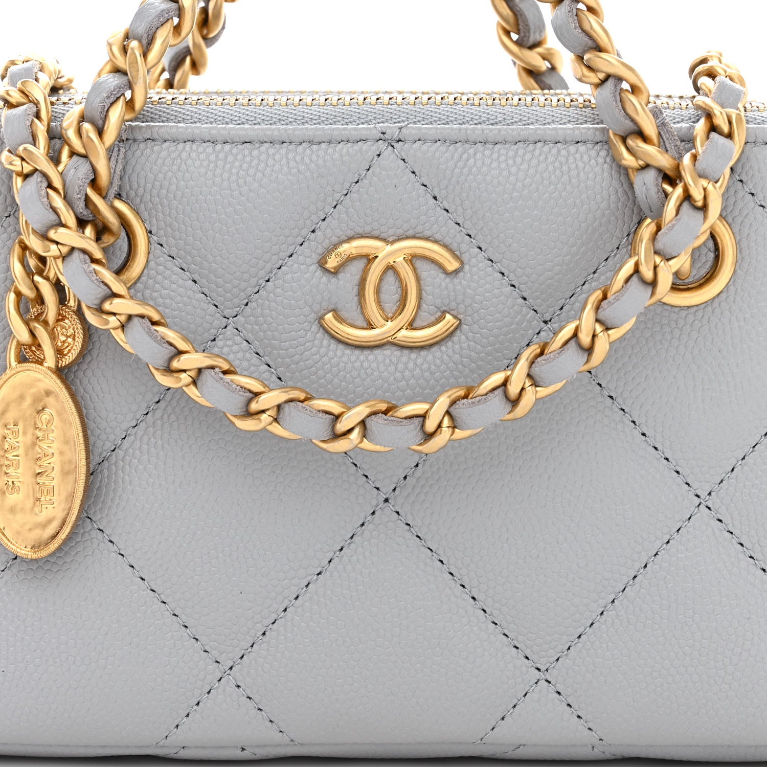 Chanel Caviar Quilted Phone Holder Grey 11 of 14