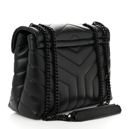 Saint Laurent Calfskin Y Quilted Monogram Monochrome Small Loulou Chain Satchel Black 3 of 11
