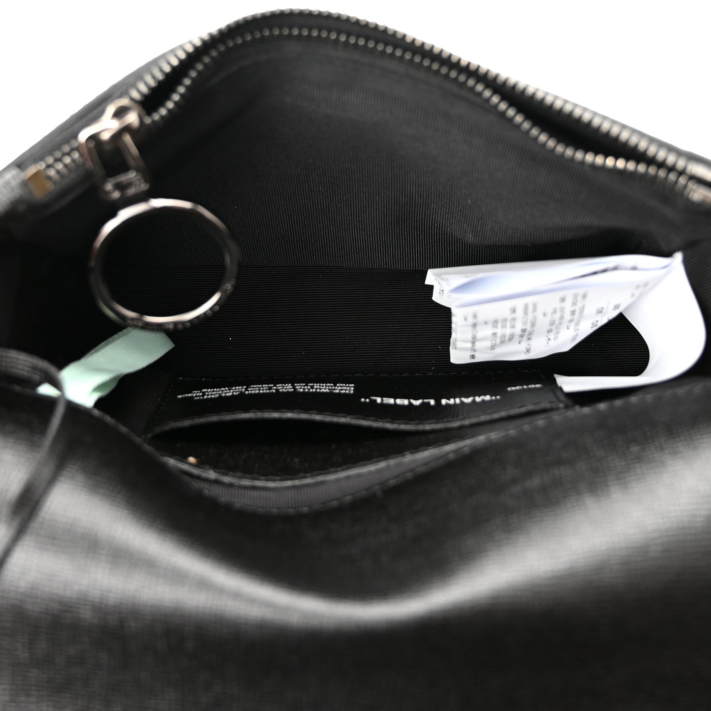 Saffiano Striped Mini Diag Binder Clip Bag Black White