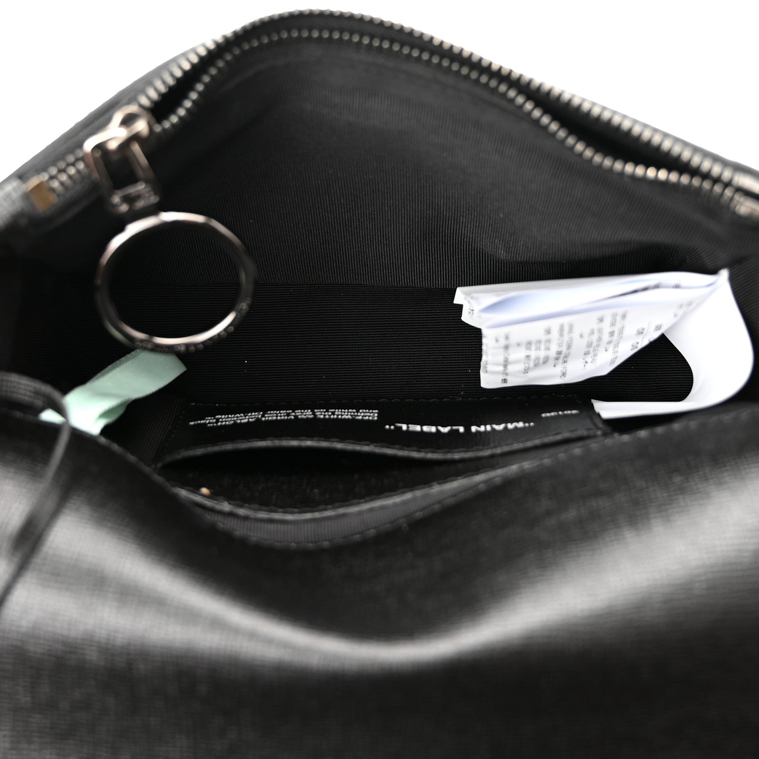 Off-White Saffiano Striped Mini Diag Binder Clip Bag Black White 5 of 10