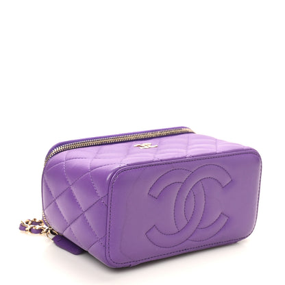 Chanel Lambskin Quilted Small Top Handle Vanity Case With Chain Purple 4 of 12