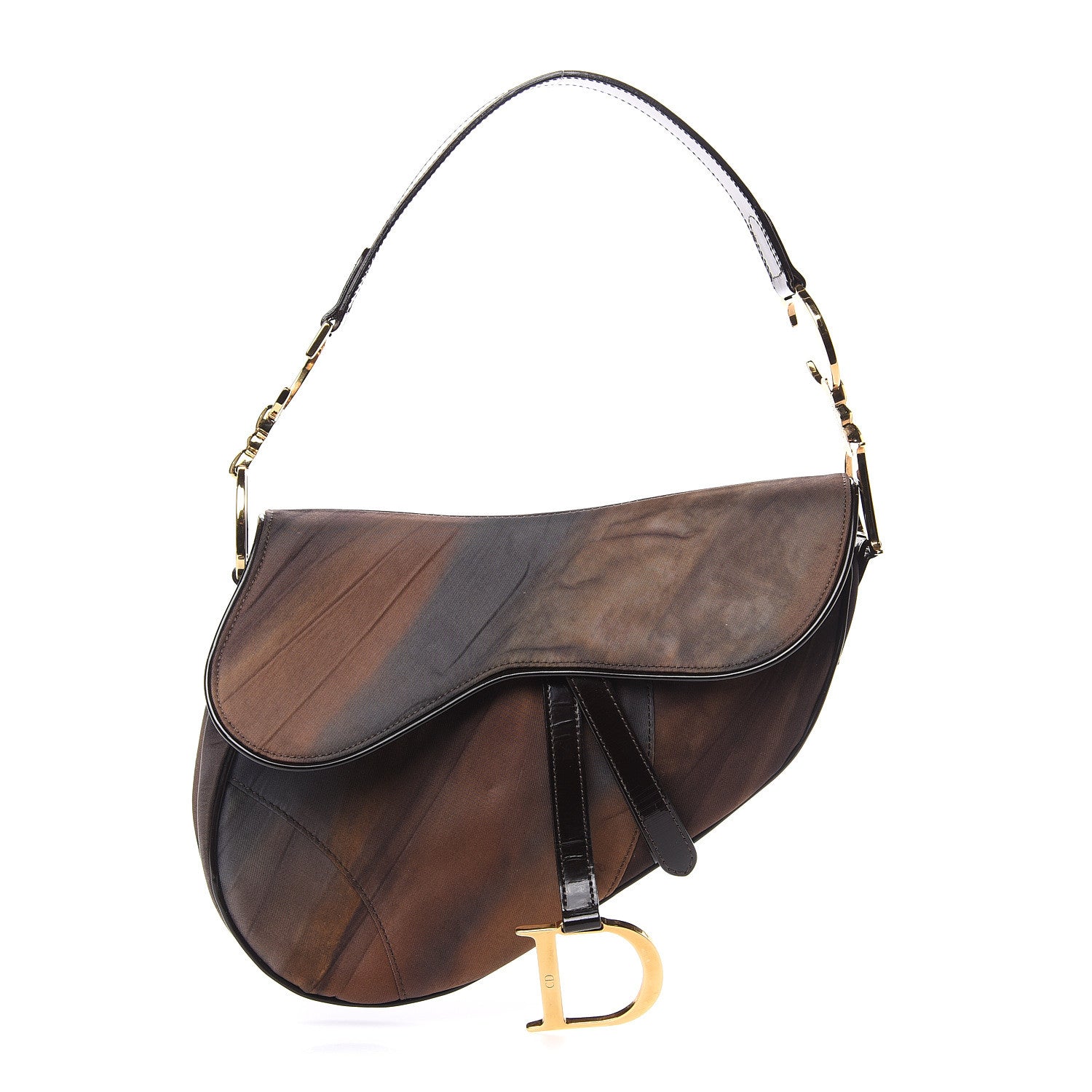 Christian Dior Satin Saddle Bag Brown Multicolor 1 of 11