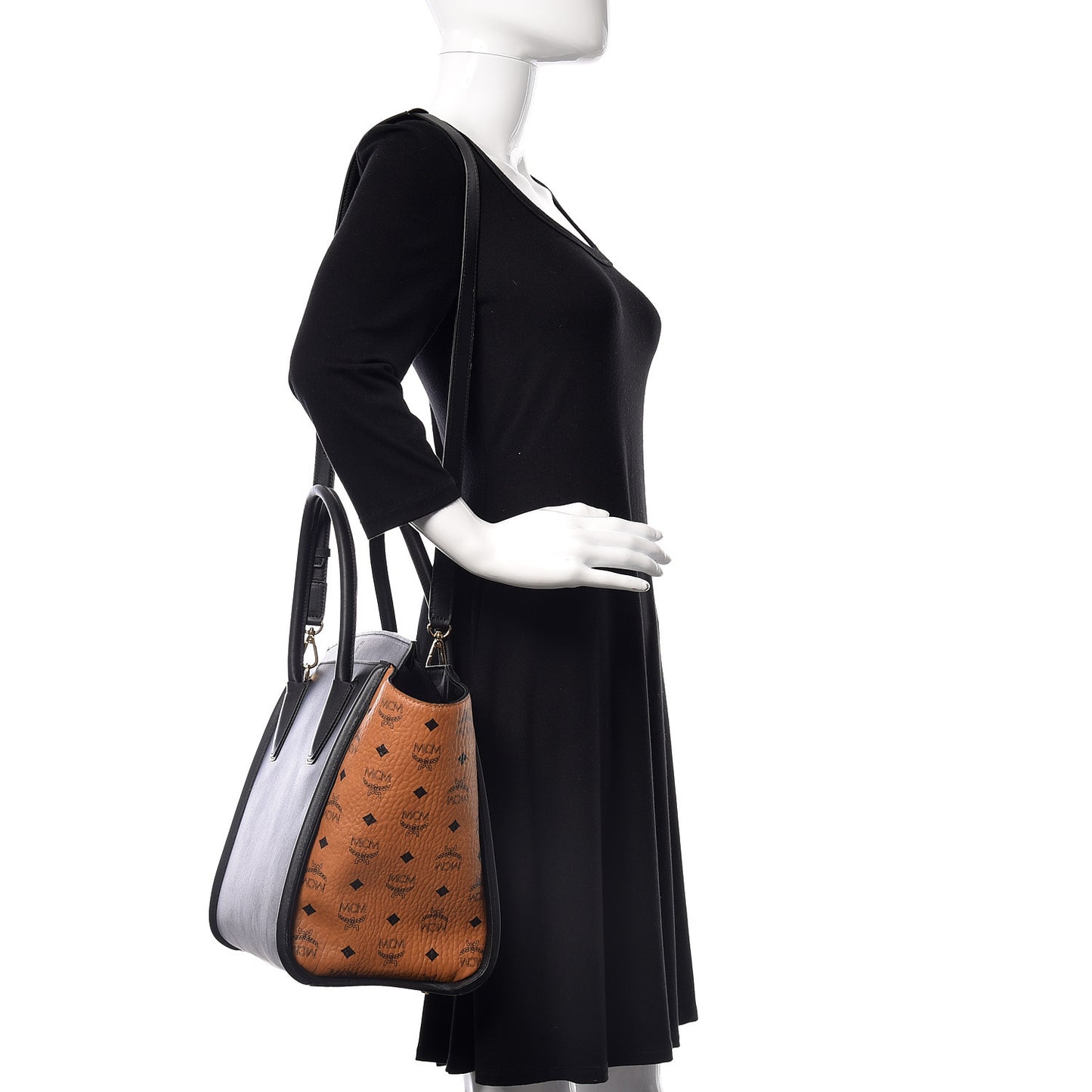Calfskin Visetos Medium Kathy Tote Black