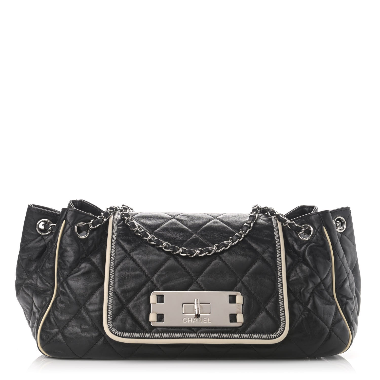 Chanel Lambskin Quilted East West Accordion Flap Black 1 of 12