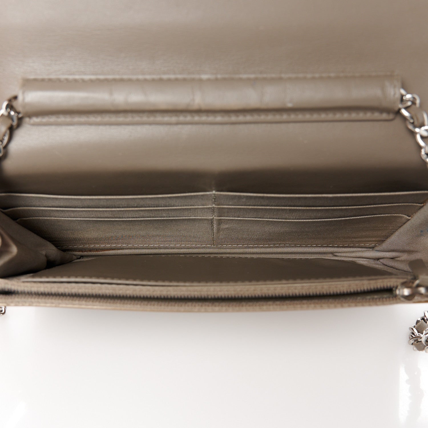 Chanel Patent Quilted Brilliant Wallet On Chain WOC Grey 5 of 11