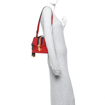 Gucci Calfskin Small Sylvie Shoulder Bag Hibiscus Red 2 of 11