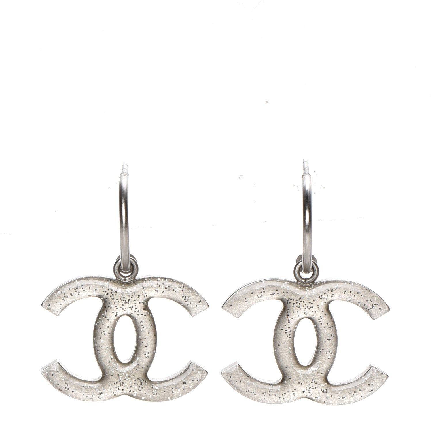 Chanel Baguette Crystal CC Dangle Earrings Silver 3 of 5