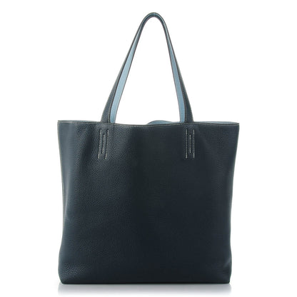 Hermes Taurillon Clemence Double Sens 36 Reversible Tote Bleu Lin Bleu Obscur 1 of 7