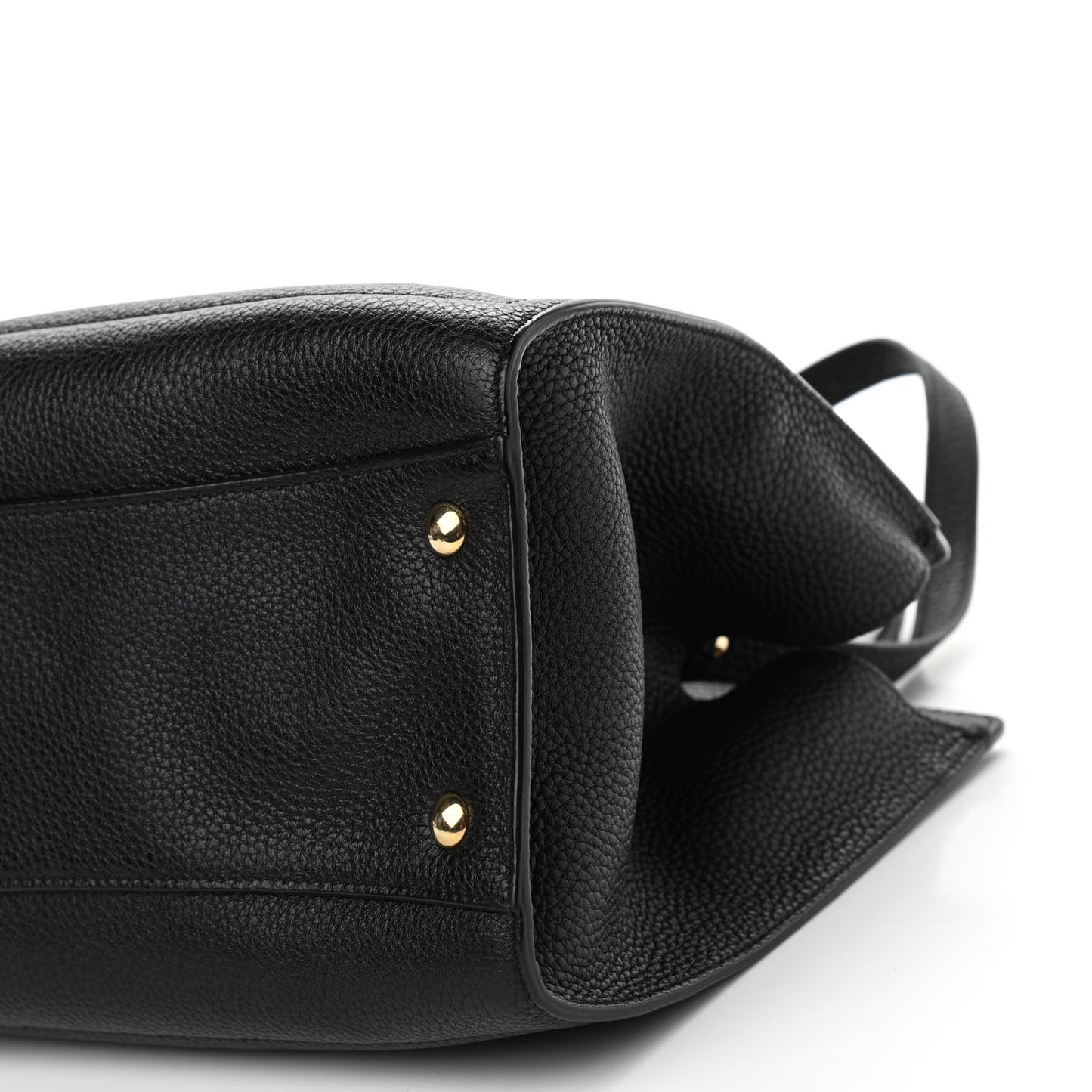 Hammered Calfskin Double Handle Small Amy Tote Black
