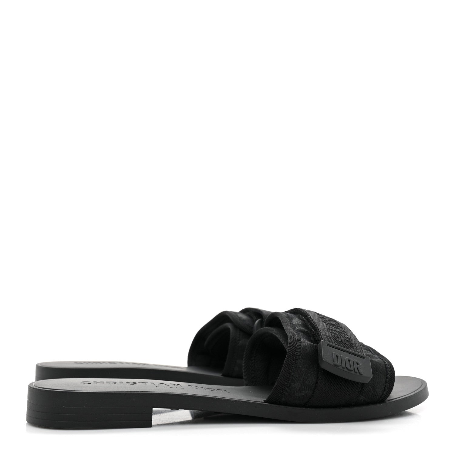 Christian Dior Shiny Technical Fabric Oblique Dio(r)evolution Slide Sandals 37 Black 4 of 9