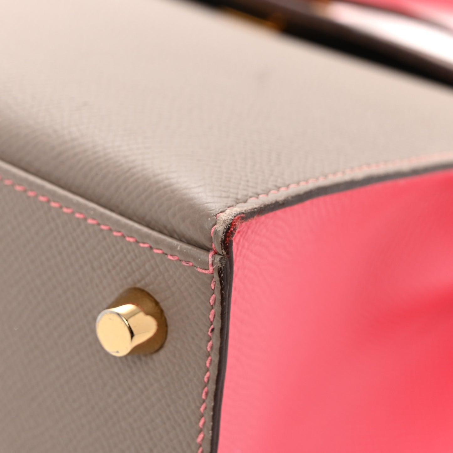 Epsom Bi-Color Horseshoe Kelly Sellier 25 Etoupe Rose Azalee
