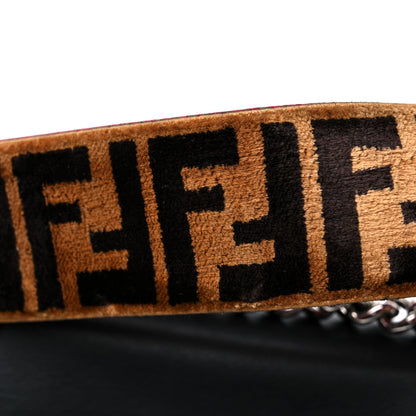 Fendi Vitello Century Velvet F is Fendi FF Embroidered Small Kan I Shoulder Bag Black Tobacco 16 of 16