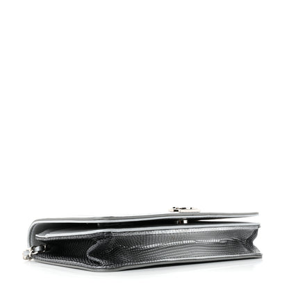 Chanel Lizard Calfskin Boy Wallet on Chain WOC Black Silver 4 of 12