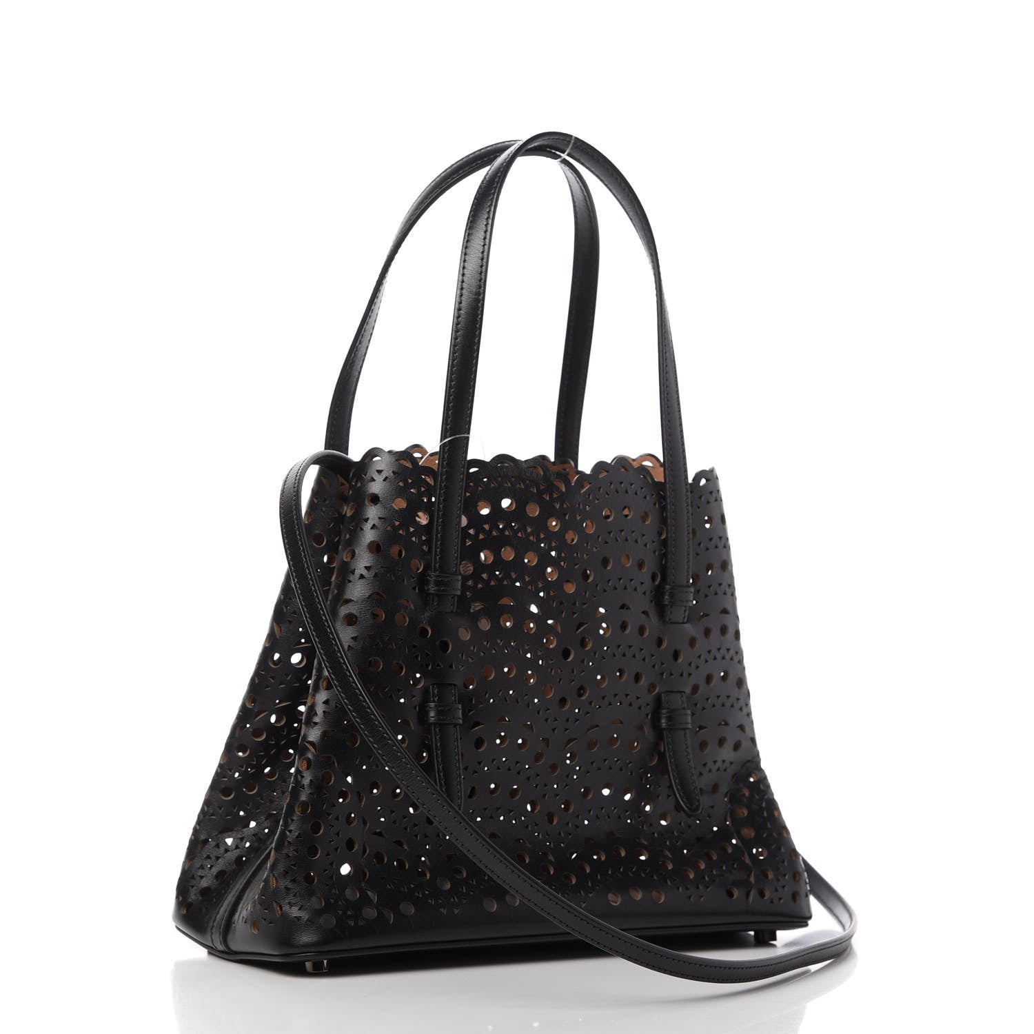 Alaia Lux Calfskin Vienne Wave Mina 25 Bag Black 3 of 9