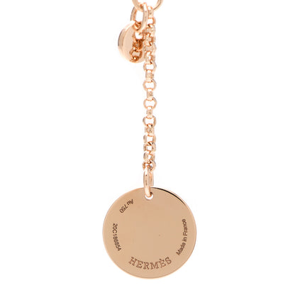 Hermes 18K Rose Gold Diamond PM Ex-Libris Pendant Necklace 4 of 5
