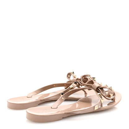 Valentino Garavani PVC Jelly Rockstud Bow Thong Sandals 35 Poudre 5 of 9