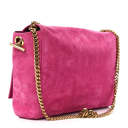 Saint Laurent Smooth Calfskin Suede Medium Reversible Monogram Kate Satchel Rose Rubis 4 of 18