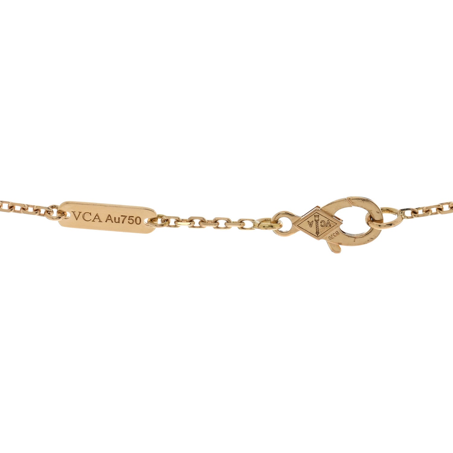 Van Cleef & Arpels 18K Yellow Gold Guilloché Vintage Alhambra Pendant Necklace 4 of 5